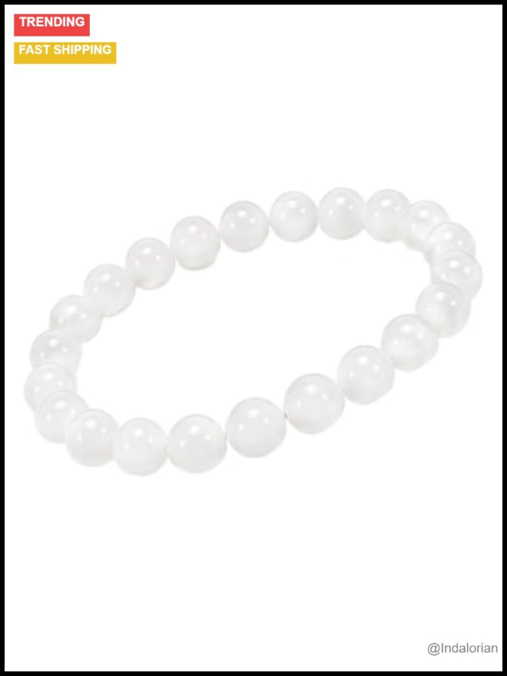 Natural White Jade Gemstone Beaded Stretch Bracelet 10mm